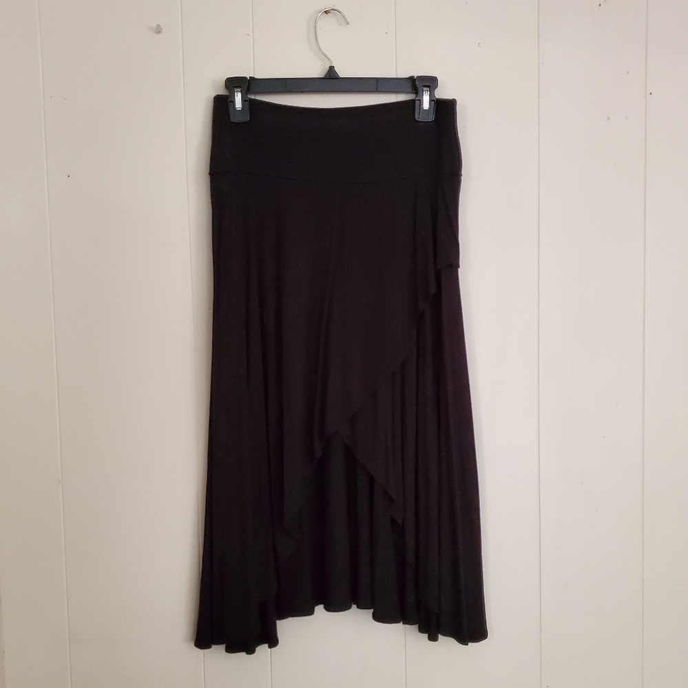 Black crossover midi skirt